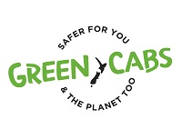 Green Cabs Logo. Safer for you and the planet too.